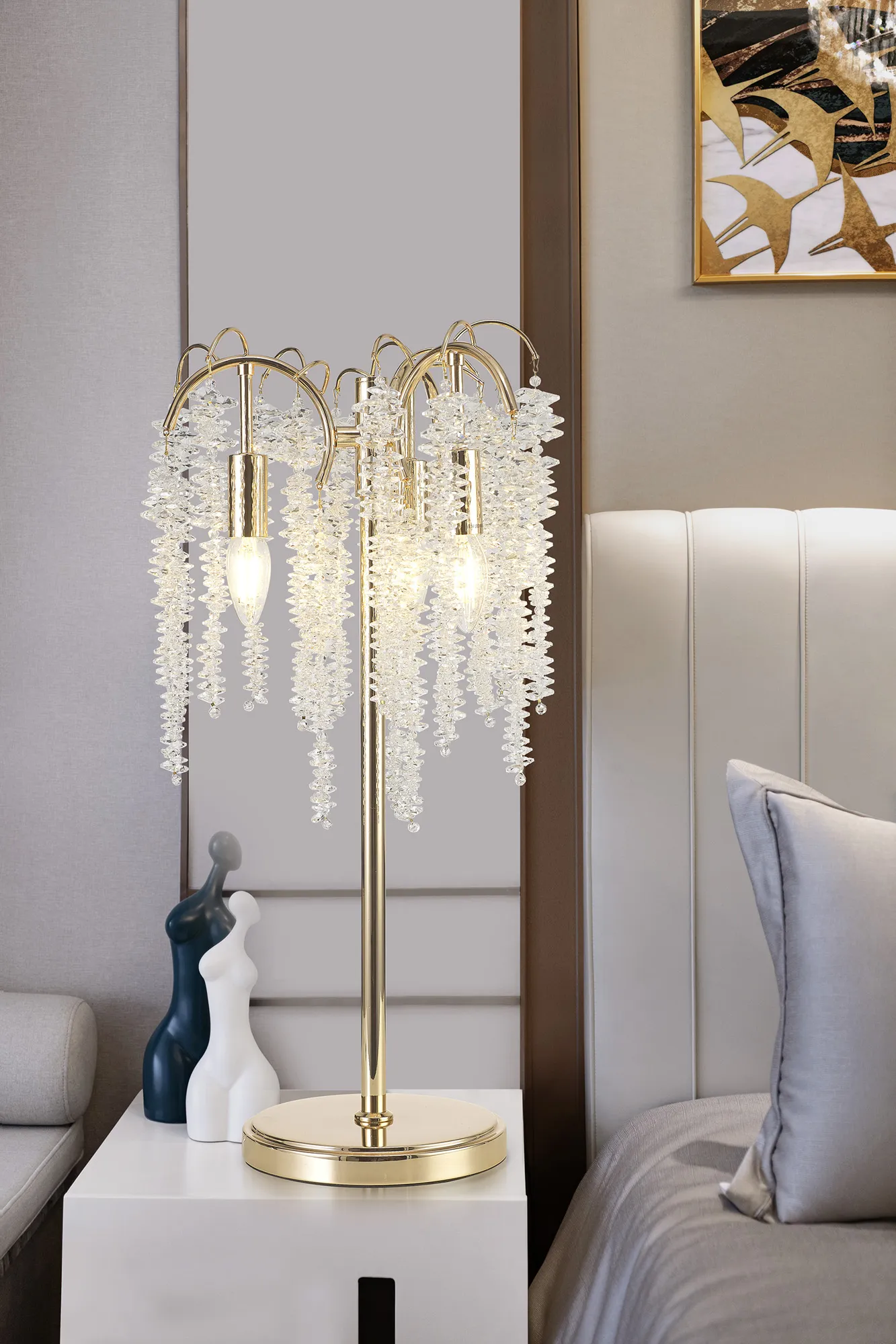 Wisteria French Gold Crystal Table Lamps Diyas Designer Table Lamps